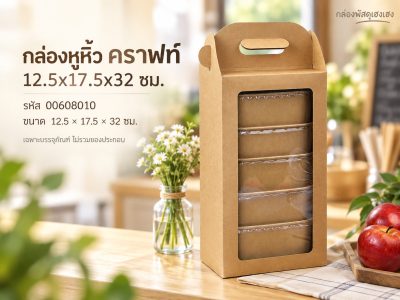 กล่องหูหิ้ว คราฟท์ 12.5x17.5x32 ซม.