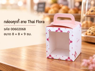 กล่องคุกกี้ ลาย Thai Flora 8x8x9 ซม.