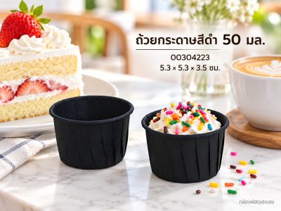 ถ้วยกระดาษ สีดำ ขนาด 50 ml 5.3x5.3x3.5 ซม.