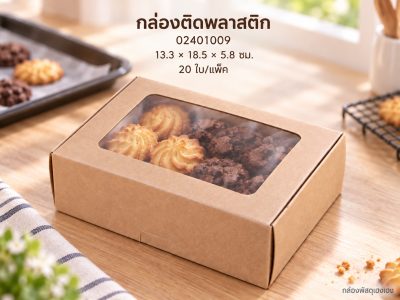 กล่องติดพลาสติก ขนาด 18.5*13.3*5.8 ซม.