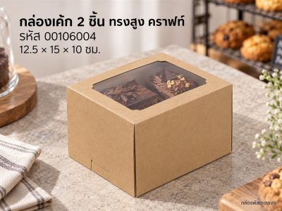 กล่องเค้ก 2 ชิ้น คราฟ 15x12.5x10 ซม.