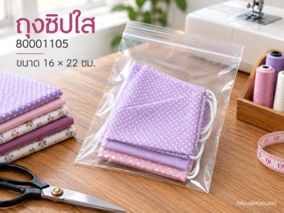 ถุงซิปใส 16x22 เซนติเมตร